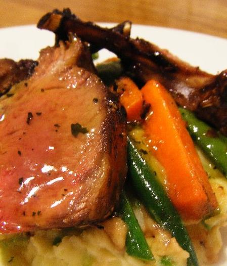 Marinated Lamb Rack served with Mashed Potatoes w/ Spring Onions & Asian Stirfried&nbsp;Vegetables