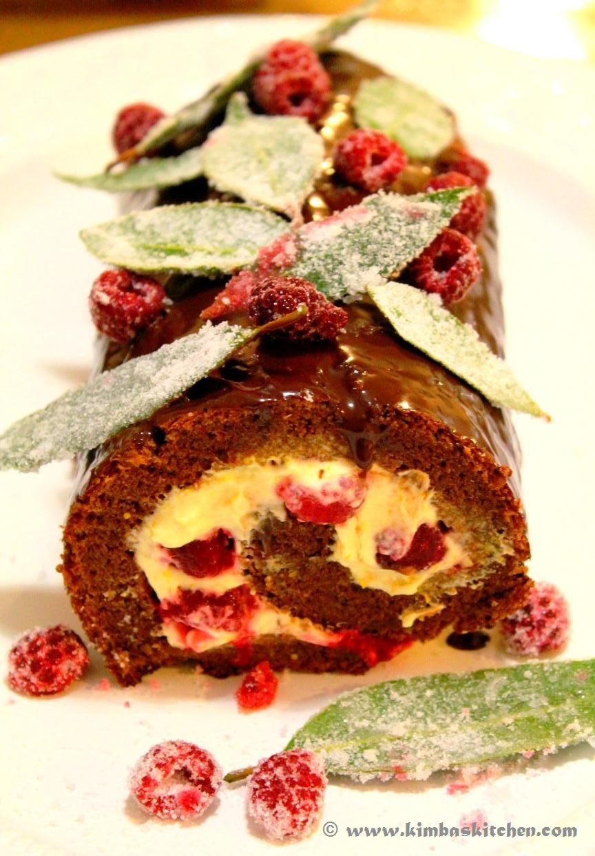 Chocolate, Cream & Cranberry Yule&nbsp;Log