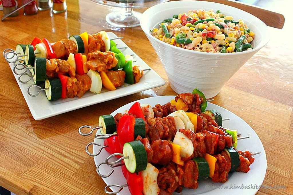 Moroccan Chicken Kebabs and Pasta Salad