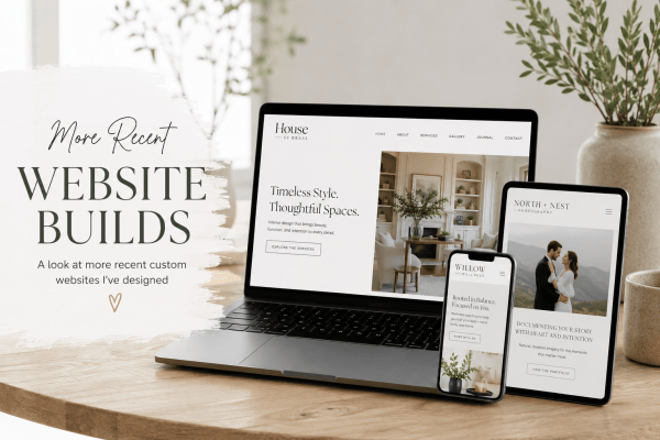 Laptop and devices showing a website build