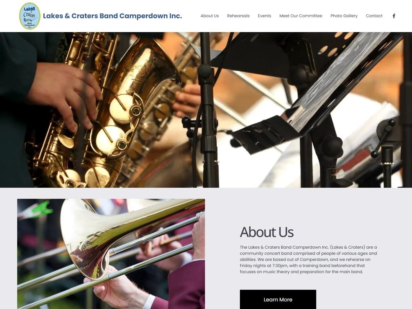 Lakes and Craters Band website homepage