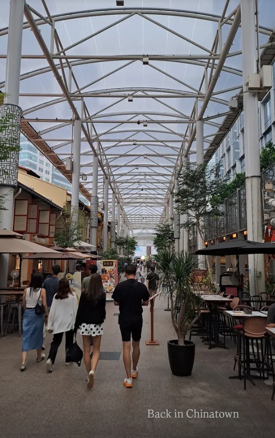 Walking down a covered street in Chinatown