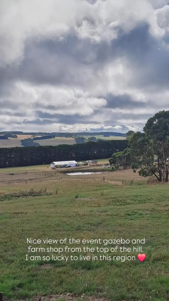 View of the event gazebo and farm shop from the top of the hill