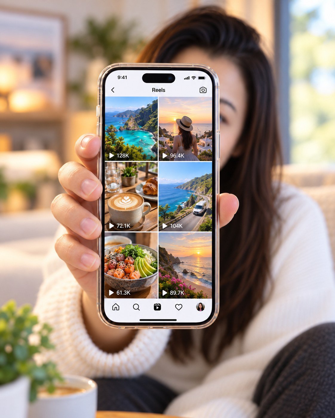 Phone showing an Instagram feed of UGC content