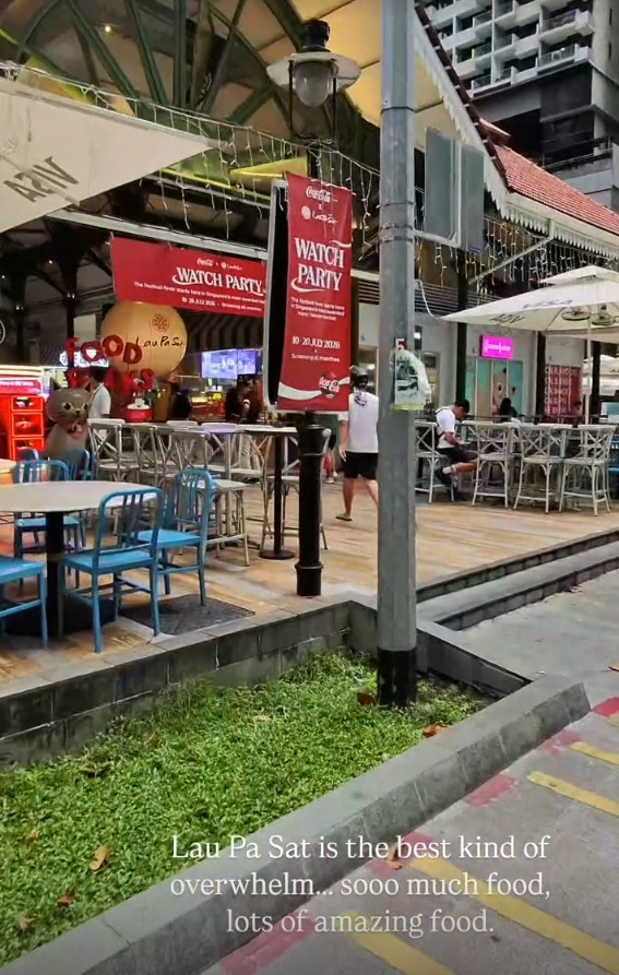 Outdoor seating outside Lau Pa Sat