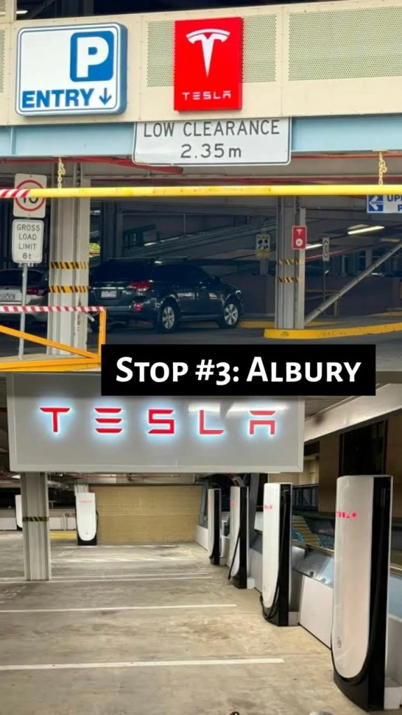 Supercharger stop in an Albury car park