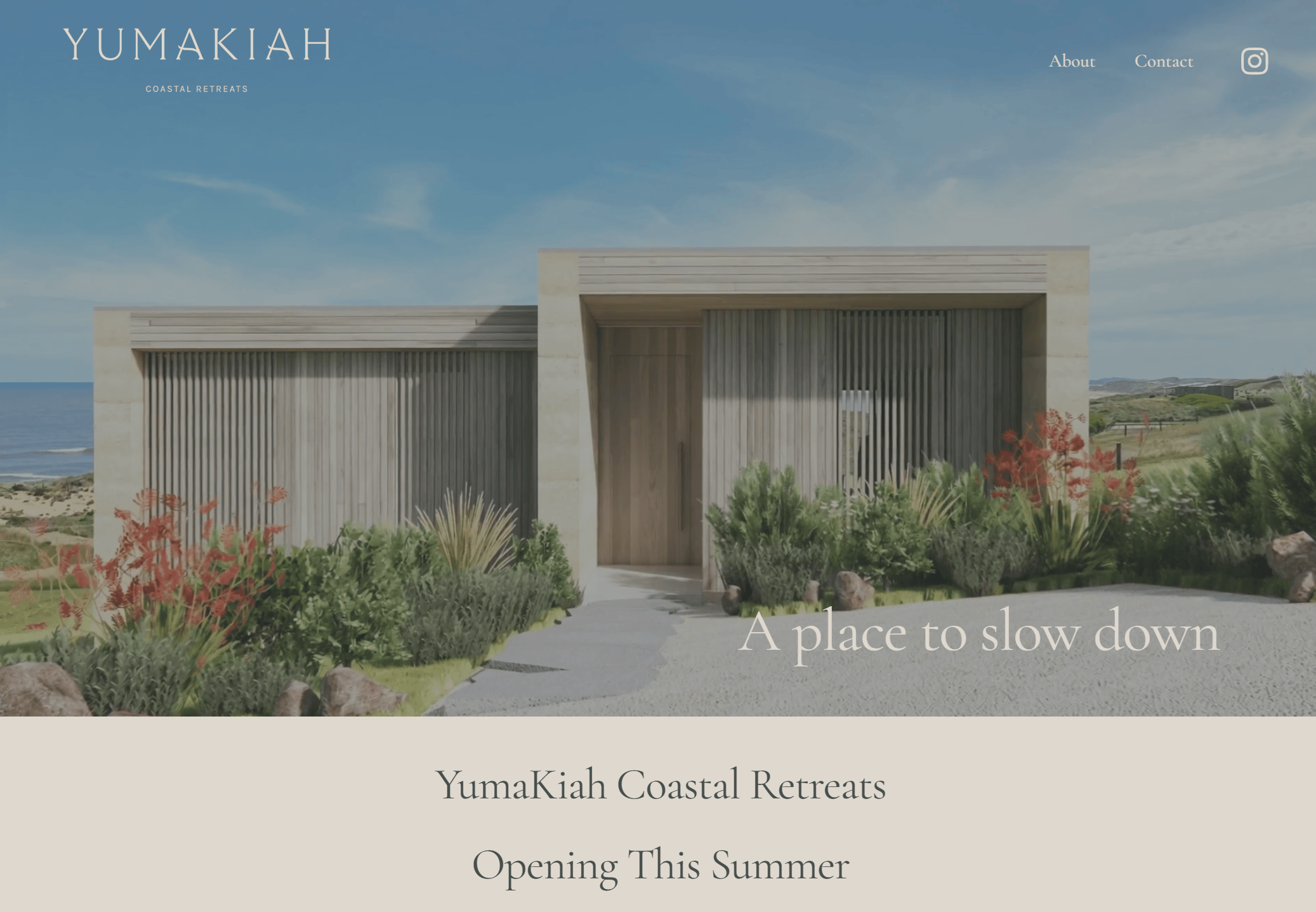 YumaKiah Coastal Retreats website homepage
