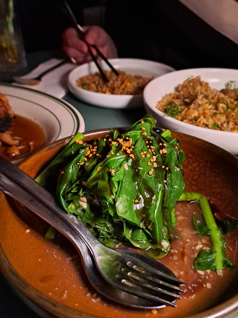 Asian greens in a rich sauce